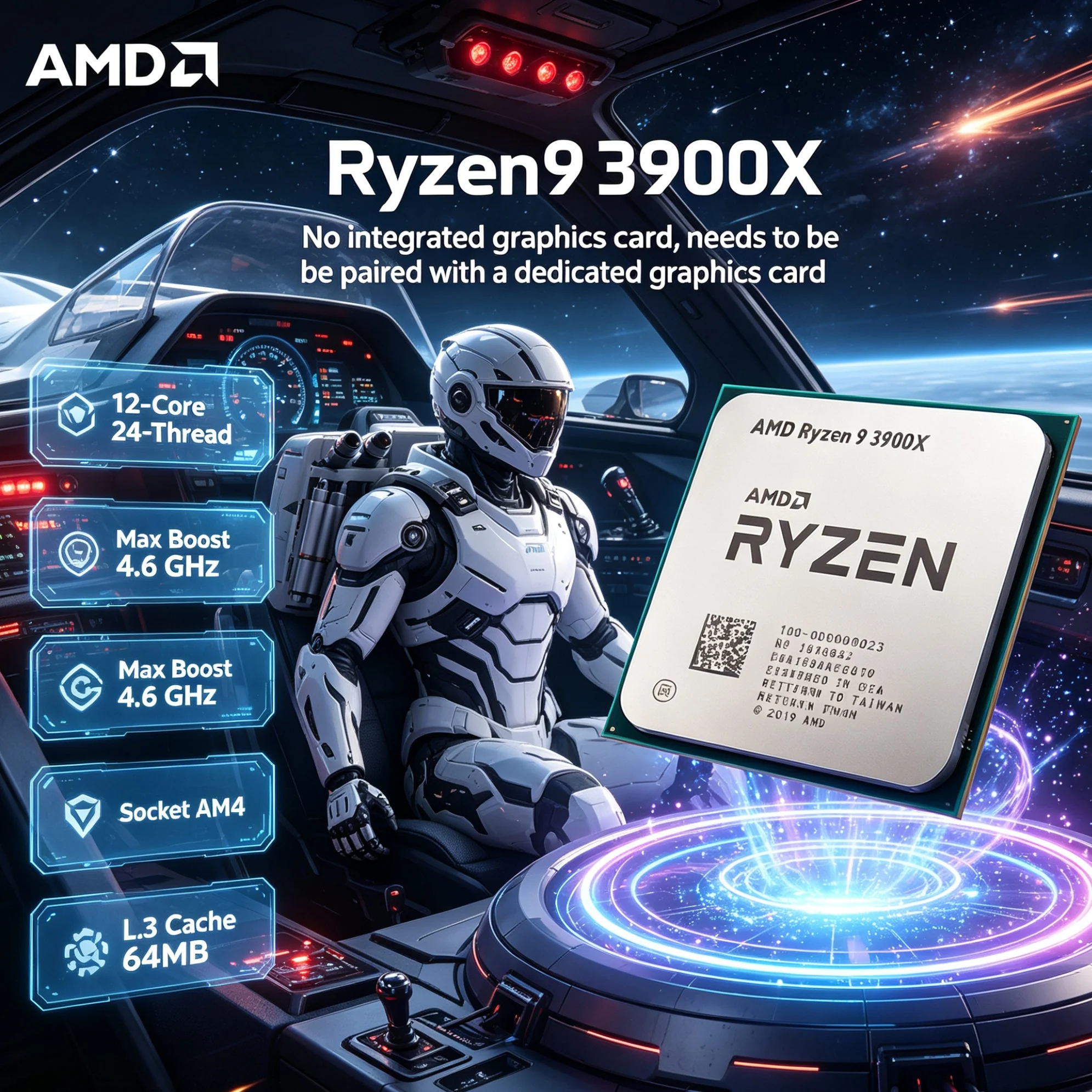 Amd Cpu Ryzen 9 - AMD Ryzen 9 3900X, 12 núcleos,